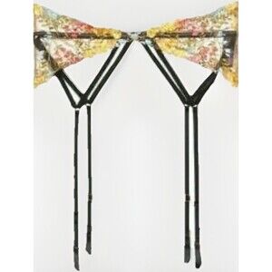 Victoria's Secret DREAM ANGELS Lace Garter Belt Black Floral Embroidered NWT M/L